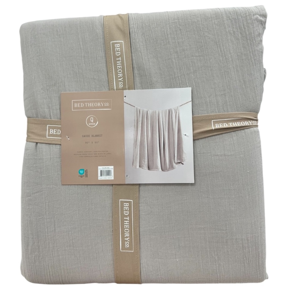 Bed Theory Natural Stone Queen Soft Plush Gauze Blanket 90”x90” Soft